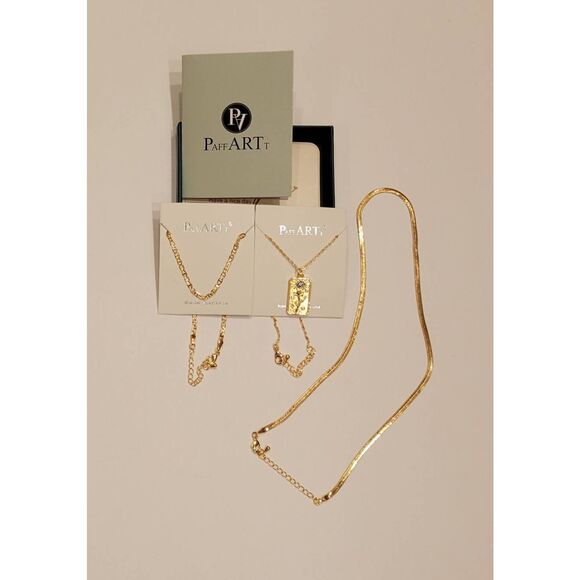 March Birth Month 3-Layered Flower Necklaces 14K Gold Plated Jewelry - Picture 5 of 5